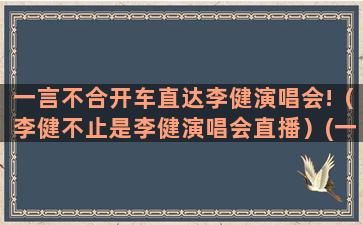 一言不合开车直达李健演唱会!（李健不止是李健演唱会直播）(一言不合就开车的电视剧)