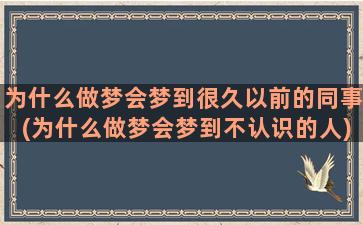 为什么做梦会梦到很久以前的同事(为什么做梦会梦到不认识的人)