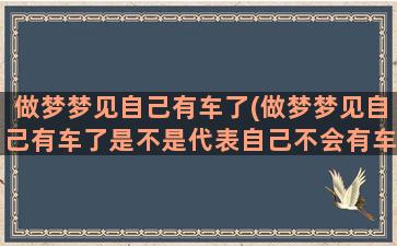 做梦梦见自己有车了(做梦梦见自己有车了是不是代表自己不会有车)