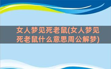 女人梦见死老鼠(女人梦见死老鼠什么意思周公解梦)