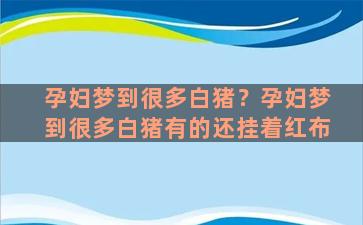 孕妇梦到很多白猪？孕妇梦到很多白猪有的还挂着红布