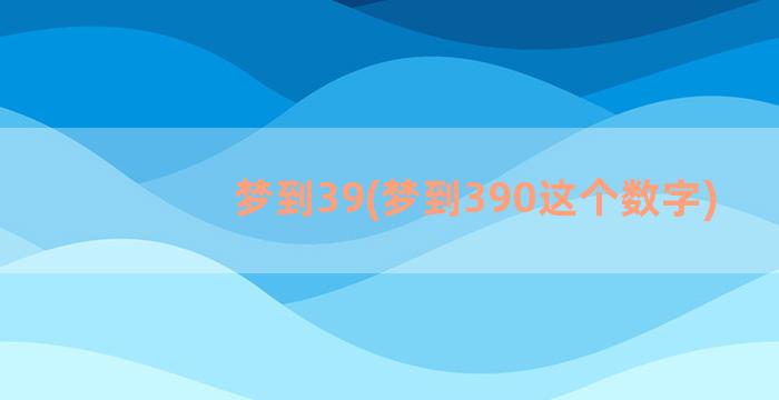 梦到39(梦到390这个数字)