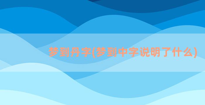 梦到丹字(梦到中字说明了什么)