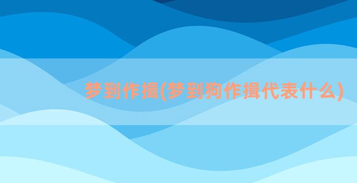 梦到作揖(梦到狗作揖代表什么)