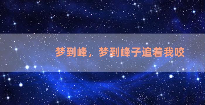 梦到峰，梦到峰子追着我咬