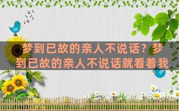 梦到已故的亲人不说话？梦到已故的亲人不说话就看着我