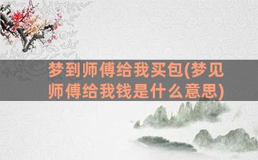 梦到师傅给我买包(梦见师傅给我钱是什么意思)