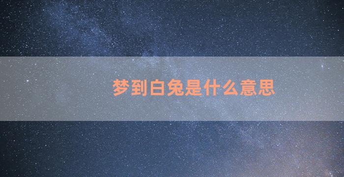 梦到白兔是什么意思