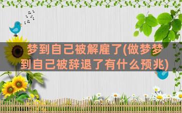 梦到自己被解雇了(做梦梦到自己被辞退了有什么预兆)