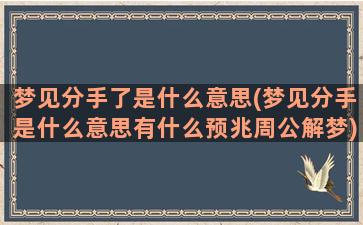 梦见分手了是什么意思(梦见分手是什么意思有什么预兆周公解梦)