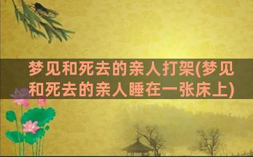 梦见和死去的亲人打架(梦见和死去的亲人睡在一张床上)