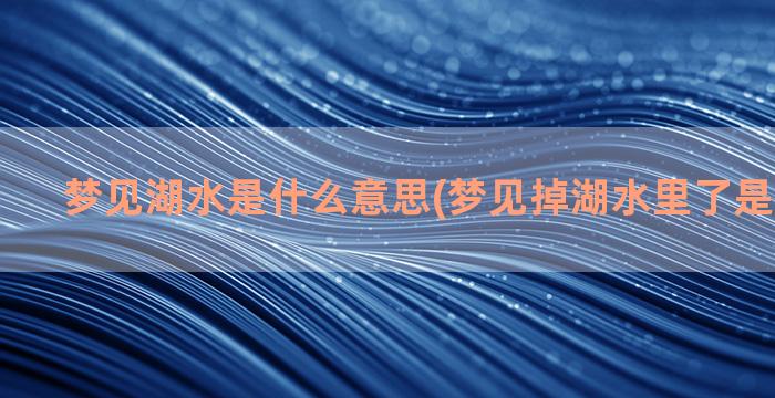 梦见湖水是什么意思(梦见掉湖水里了是什么意思)