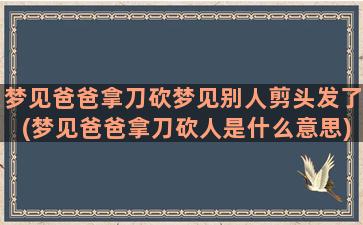 梦见爸爸拿刀砍梦见别人剪头发了(梦见爸爸拿刀砍人是什么意思)