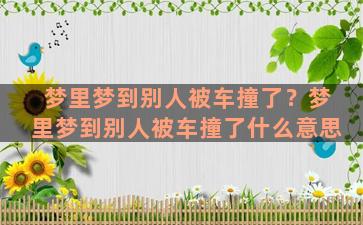 梦里梦到别人被车撞了？梦里梦到别人被车撞了什么意思